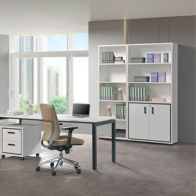 Armoire de bureau combinée contemporaine blanche Altesse